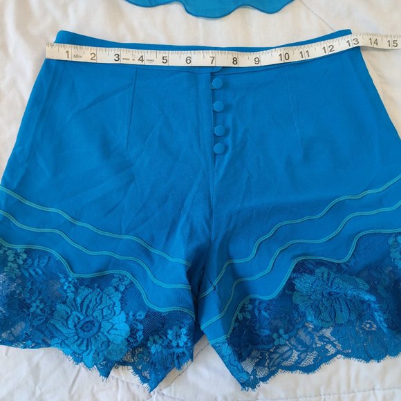 NEW La Perla Desert Rose Blue Organza Pyjama Top & Bottom With Lace & Embroidery - Picture 7 of 16